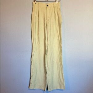 Zara Womens Size S Brat Light Green Wide Leg High Waist Trousers Pants Pleats
